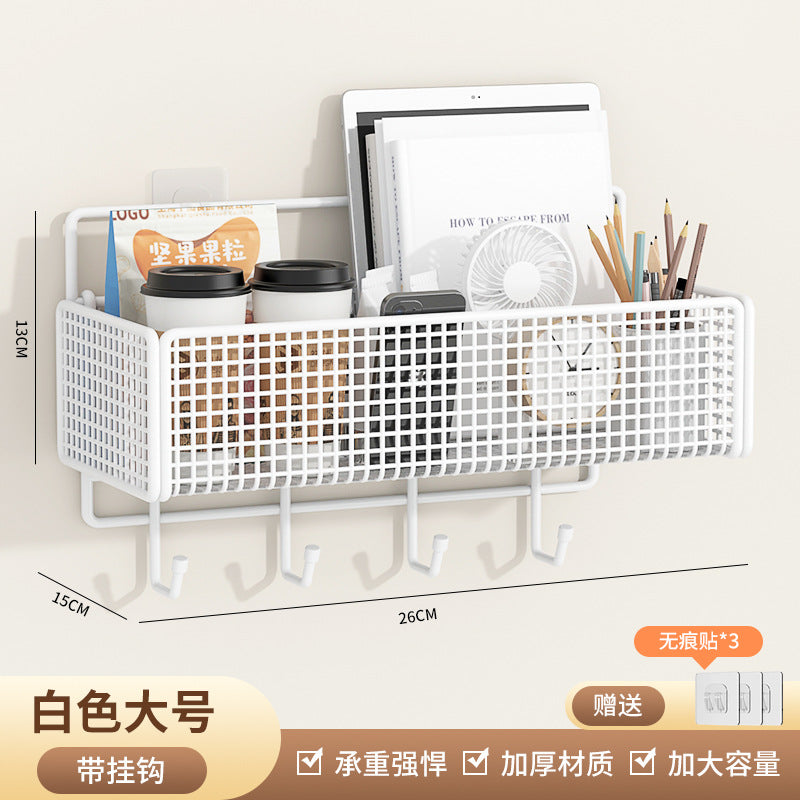 No-Drill Wall-Mounted Storage Rack Dormitory Bedside Storage Basket Dormitory Essentials Wall Hanging Upper Bunk Bed Organizer