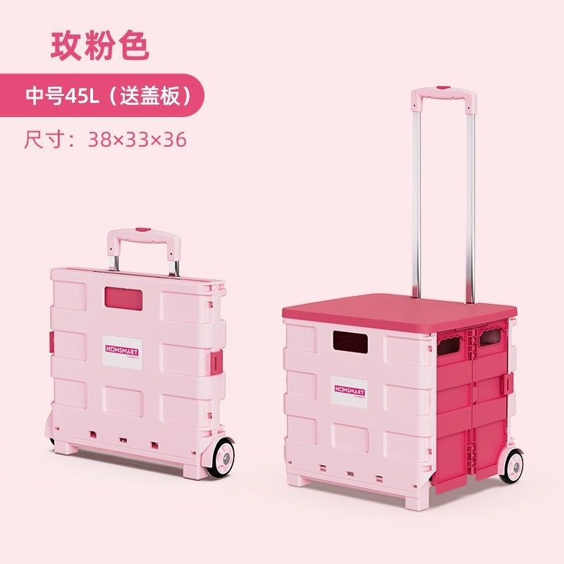 Pulling Cart for Grocery Shopping and Package Delivery, Lightweight Folding Stair Climbing Handcart with Cover