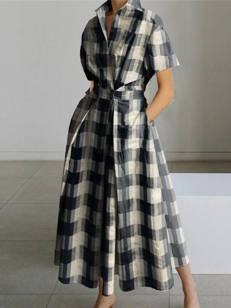 Cross-border New Style Foreign Trade Medieval Retro Plus Size Fashion POLO Loose Collar Wide Hem Women's Dress Wholesale