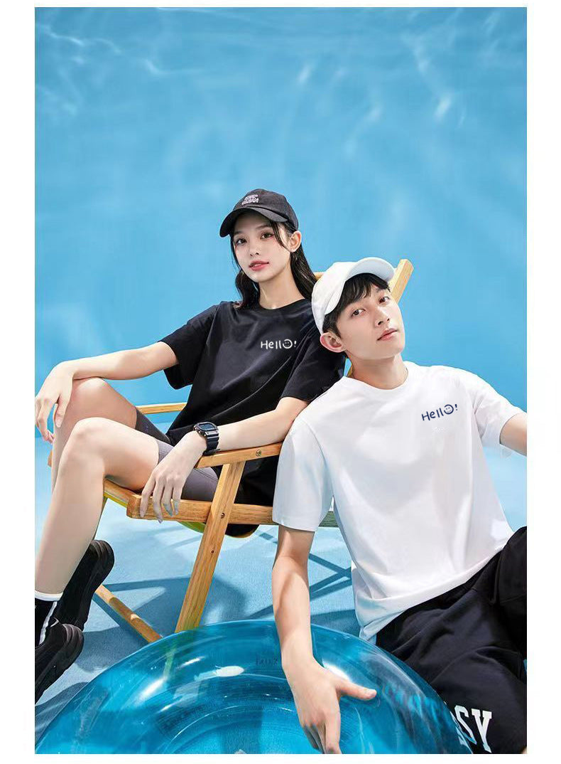 Ice Silk Cool Short Sleeve Men's Loose Student Black and White Half Sleeve T-Shirt Summer Trendy Round Neck T Shirt All-Match Bottoming Shirt