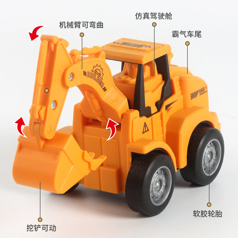Hot-Selling Children's Push and Slide Construction Vehicles Excavator Bulldozer Fun Simulation Toy Vehicles Factory Direct Sale