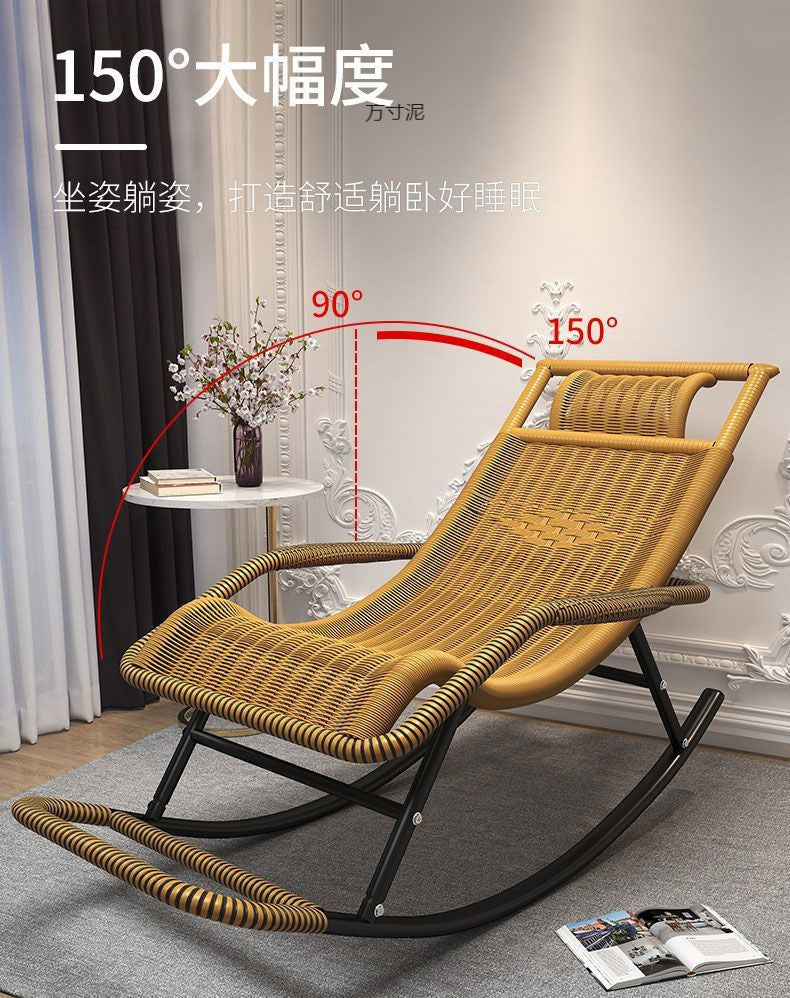 Rocking Chair Recliner Rocking Lazy Chair Rattan Chair for Adults Home Outdoor Living Room Balcony Nap Elderly Leisure Rattan Chair Factory