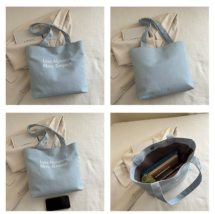 Vintage American Style Canvas Bag ins Large Capacity Student Commuter Artistic Single Shoulder Bag for Class Tote Bag for Women