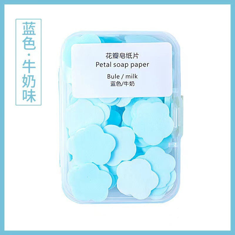 Portable Hand Washing Tablets Soap Paper for Students and Children, Disposable Travel Mini Petal Soap Tablets Boxed
