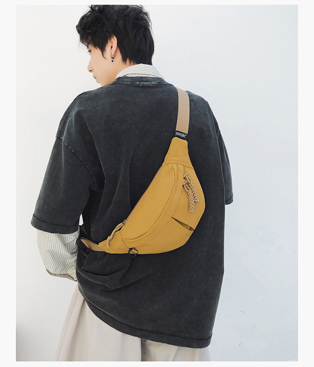 2025Summer New Simple Versatile Large Capacity Canvas Underarm Bag for Outings and Commutes, Niche Design Solid Color Chest Bag