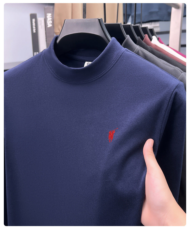 Cross-border foreign trade high-end pony embroidery men's long sleeve t Half Turtleneck Thermal Base Layer Shirt for Men Inner Wear