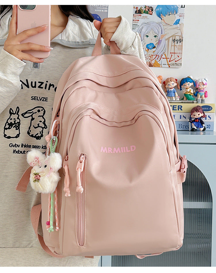 Large Capacity Backpack Women's New Fashion Simple School Bag Harajuku style solid color travel backpack for middle and high school students http://detail.1688.com/offer/967608488585.html