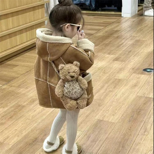 Korean Children's Winter New Melard Lamb Wool Double-Sided Fur Thickened Coat for Boys and Girls Trendy Overcoat