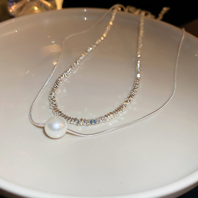 Artificial Fragmented Silver Irregular Pearl Necklace Light Luxury High-end Niche Fashion Choker Collarbone Chain Simple Accessory
