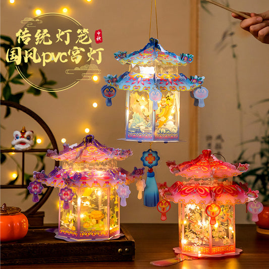 2025Mid-Autumn Festival Ancient Style Handmade Lantern diy Lantern Children's Handheld Palace Lantern Glowing Projection Lantern Chinese Style Lantern