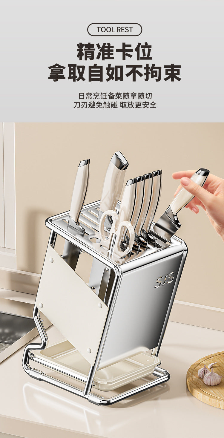 2025New Kitchen Knife Rack Storage Rack Cream Style Multifunctional Countertop Knife Holder Organizer Knife Storage Rack