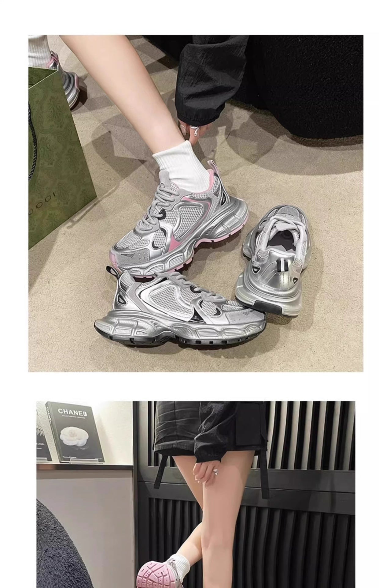 Girls' Dad Shoes Spring and Autumn New Style2024Children's Shoes Mesh Breathable Sports Shoes Medium and Large Children's Running Shoes