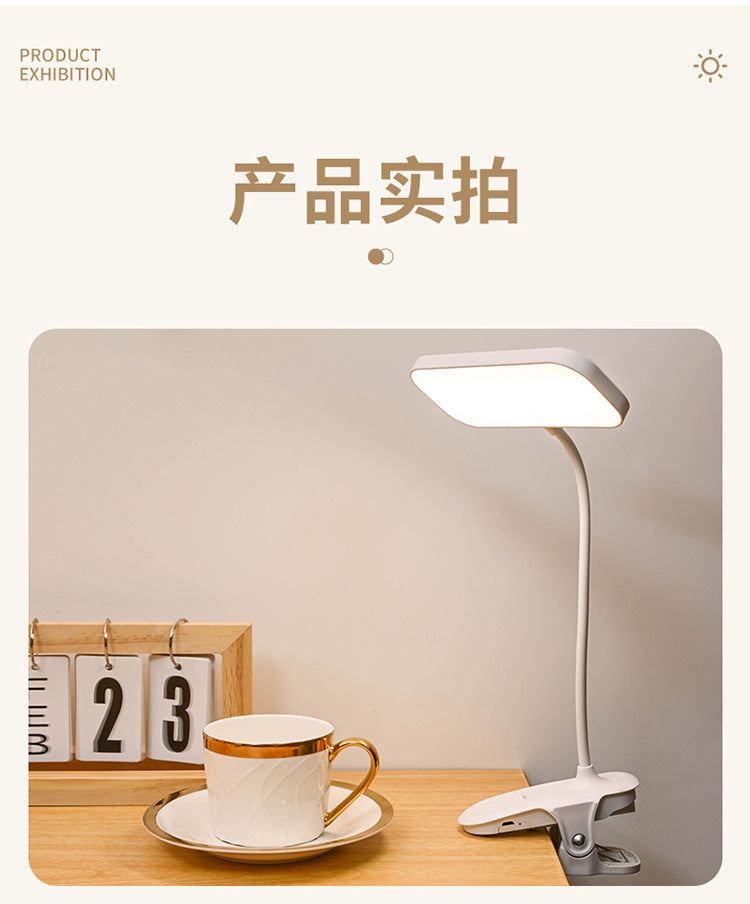 Cross-border Study Clip-on Desk Lamp Bedside Lamp Bedroom Dormitory Rechargeable Eye Protection led Reading Lamp Student Gift