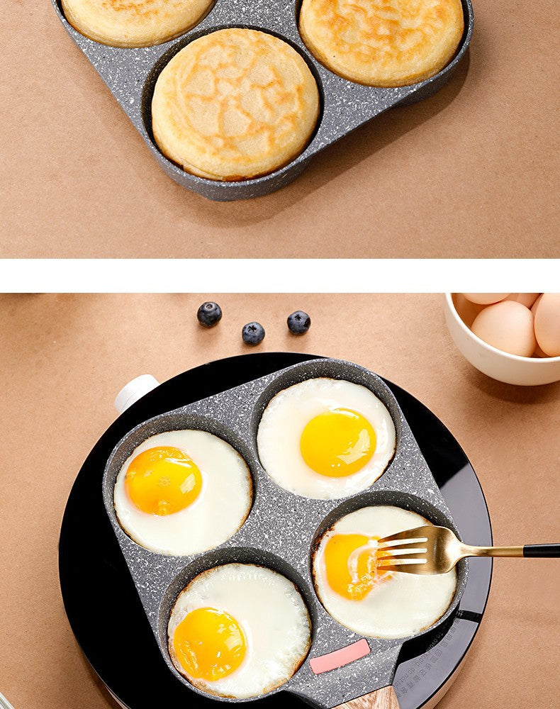 【Source Factory】Foreign Trade Hot-Selling Maifan Stone Four-Hole Egg Frying Pan 3-in-1 Non-Stick Breakfast Pan