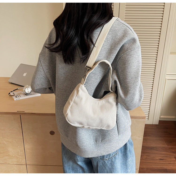 2024New Casual Large Capacity Women's Shoulder Bag Trendy Corduroy Versatile Crossbody Bag Trendy Bag Cross-Border Hot Item