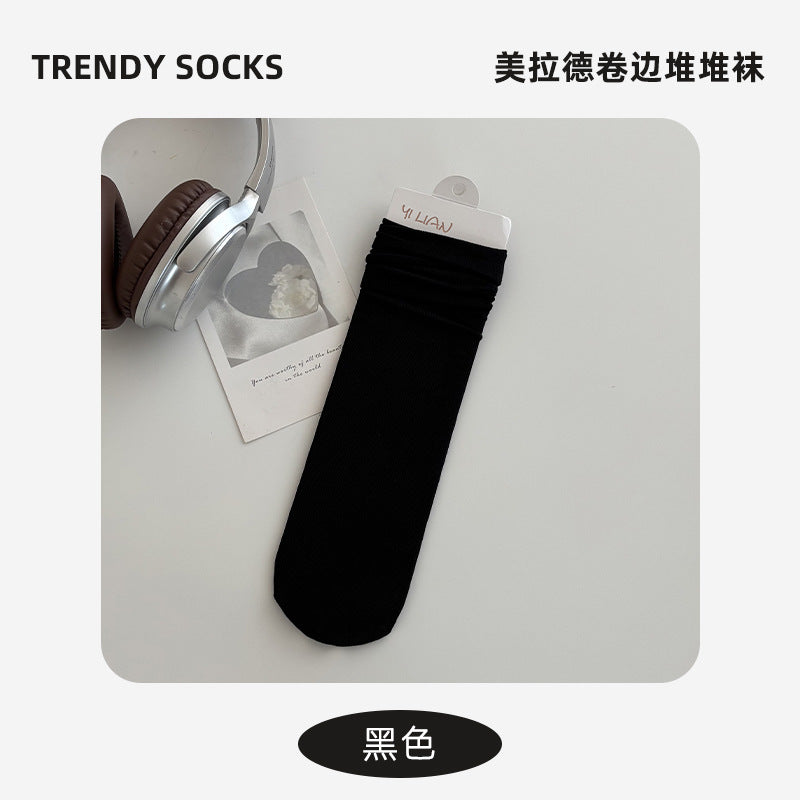 Socks Pure Cotton Women Summer Thin Style Pile Socks Solid Color Mid-Calf Socks Oxygen Cotton Confinement Socks Women Long Socks Zhuji Socks Industry
