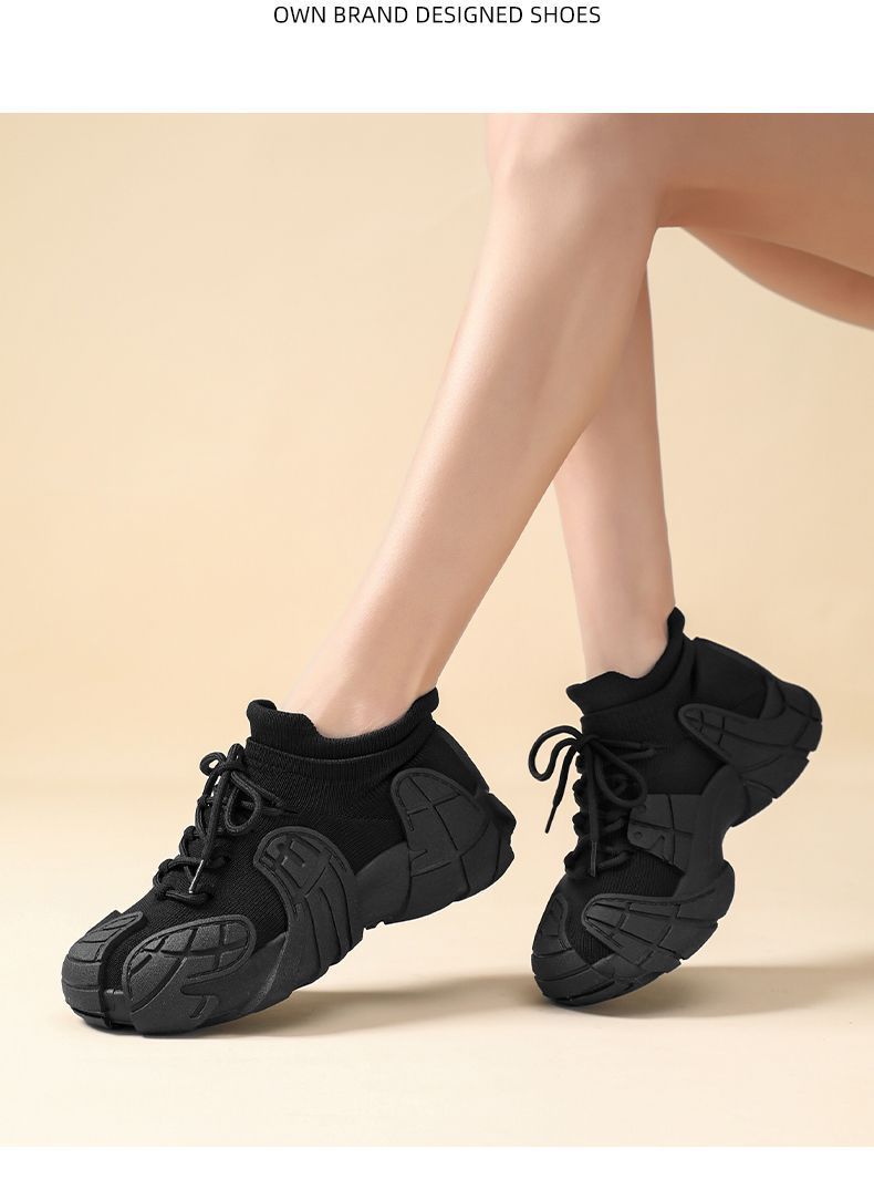Women's Shoes Spring and Autumn Thick-Soled Dad Shoes Breathable Flyknit Sock Sneakers Women's Octopus Casual Shoes Height-Increasing Shoes