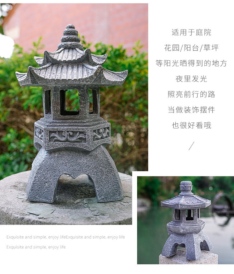 Chinese Antique Style Palace Lantern Solar Outdoor Courtyard Decoration Ornament Garden Villa Balcony Floor Landscape Lamp