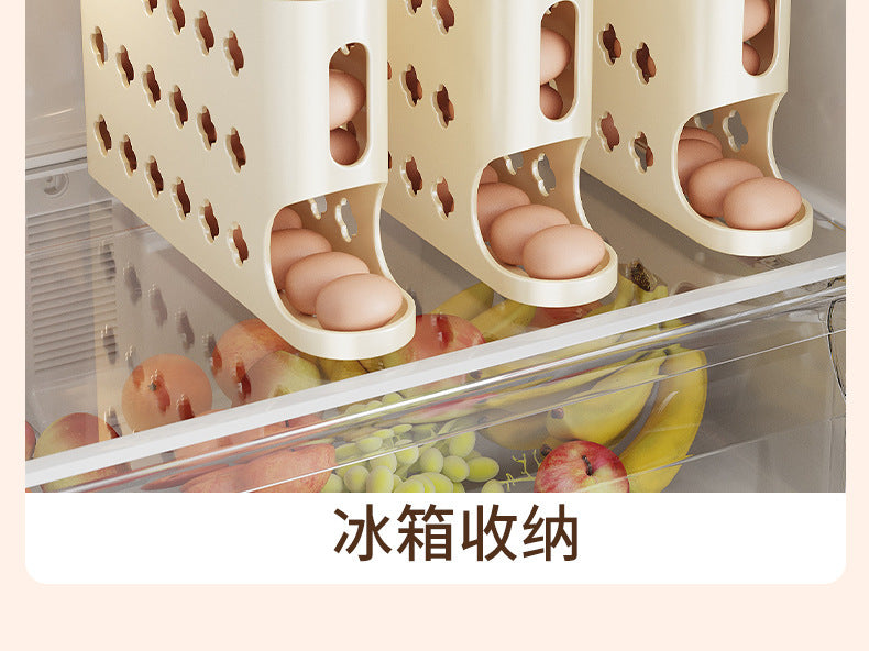 Egg Storage Box Refrigerator Side Door Rolling Egg Food Grade Egg Rack Automatic Egg Box Fresh-keeping Kitchen Organizer