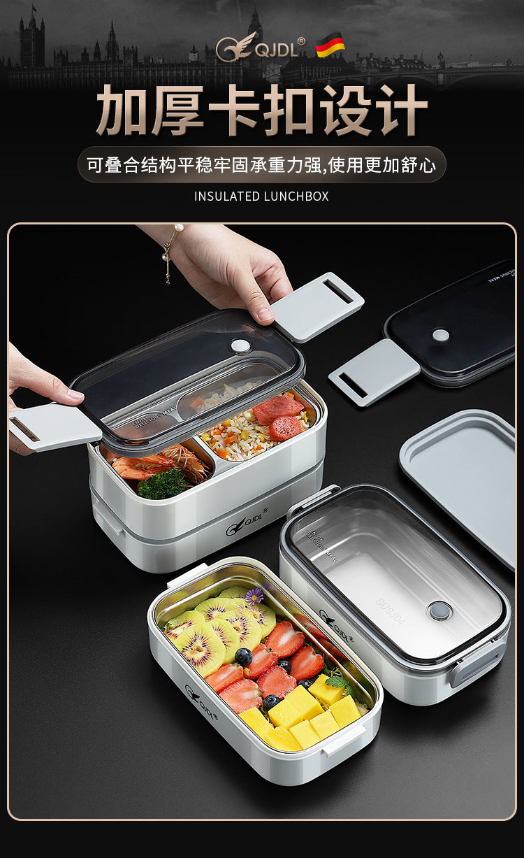 304Stainless Steel Sealed Insulated Lunch Box for Students and Office Workers, Microwave Safe, Double-Layer Lunch Container