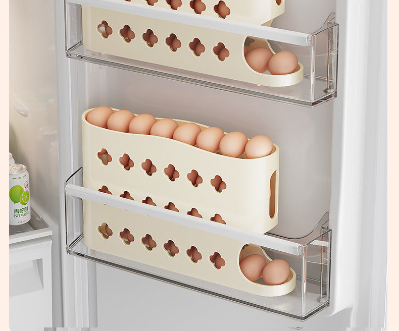 Egg Storage Box Refrigerator Side Door Rolling Egg Food Grade Egg Rack Automatic Egg Box Fresh-keeping Kitchen Organizer