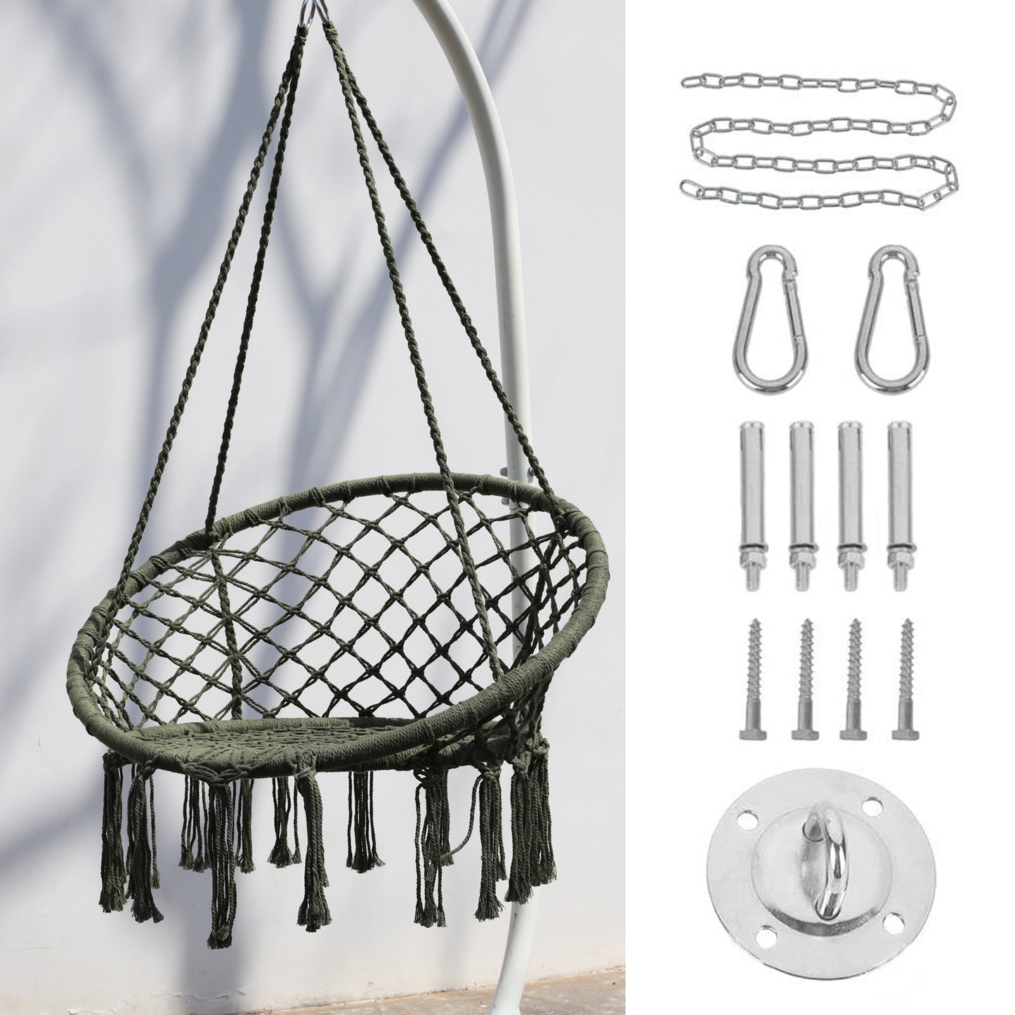 ins Nordic Style Tassel Hanging Chair Handwoven Hanging Basket Cotton Rope Swing Outdoor Hammock Balcony Cradle Chair Wholesale