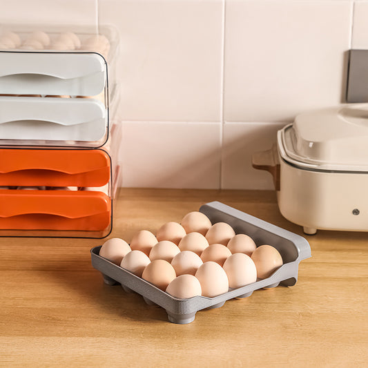 Ruge Transparent Double Layer Fresh-Keeping Box Kitchen household plastic sealed egg carton Drawer-style Refrigerator Storage Box