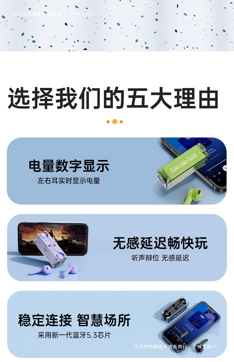 2025Binaural Wireless True Bluetooth Earbuds with Touch Control33New Noise-Cancelling Gaming Private Model Transparent