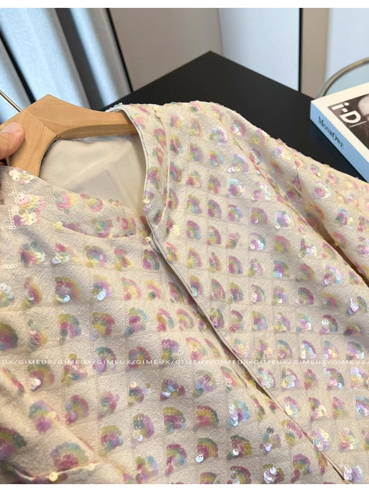 2025New Style Chanel-Inspired Short Coat for Women, Spring Design with High-End Feel, Heavy Sequins, Elegant Socialite Slimming Top