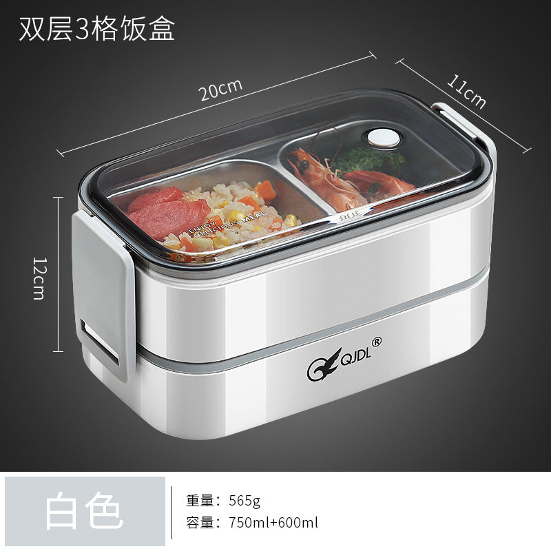 304Stainless Steel Sealed Insulated Lunch Box for Students and Office Workers, Microwave Safe, Double-Layer Lunch Container
