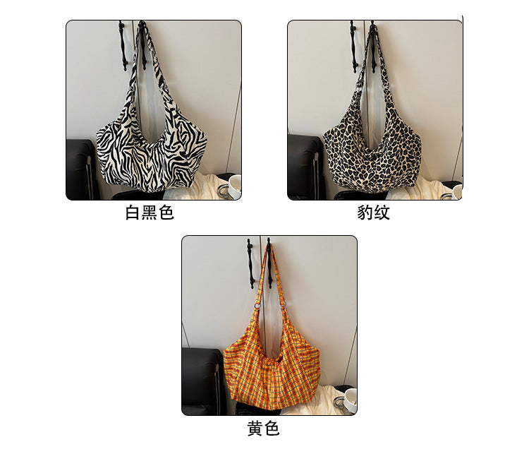 Japanese and Korean Leopard Print ins New Style Single Shoulder Bag Casual Women Versatile Commuting Work Tote Bag Large Capacity Crossbody Bag