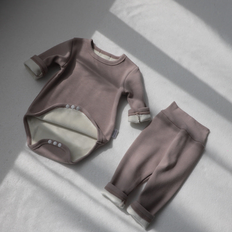 Baby Romper Spring and Autumn a High-Waist Belly Protection Pants Set Baby Spring and Autumn Triangle Romper Bodysuit Jumpsuit