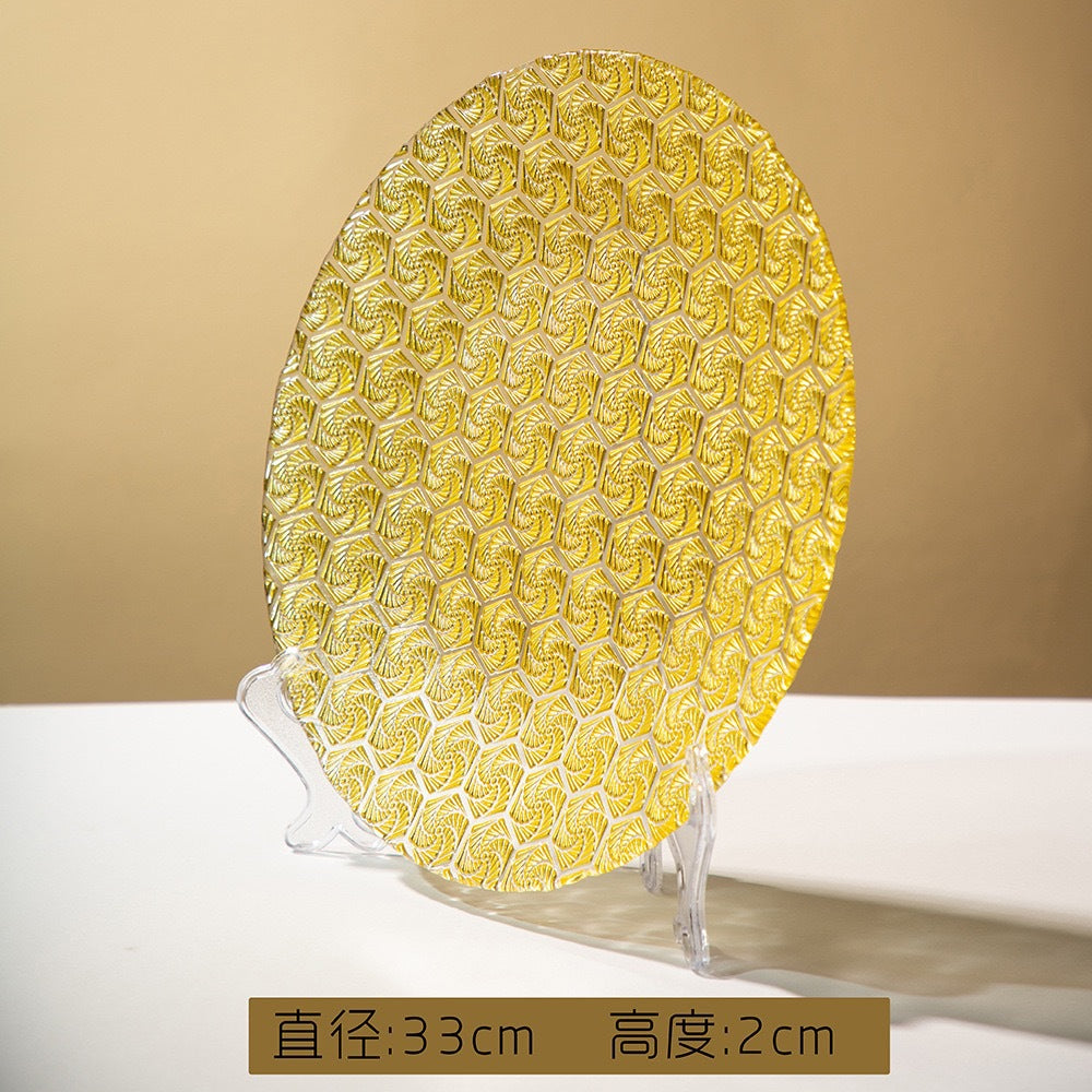 Western-style Glass Dinner Plate charger plate Wedding Banquet Decoration Plate High-Value Fruit Plate13inch pad plate