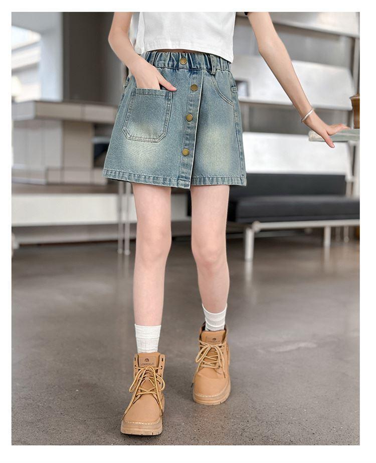 Children's Denim Skirt Short Thin Style2025 for Older Children Student Version Mid-Length Shorts