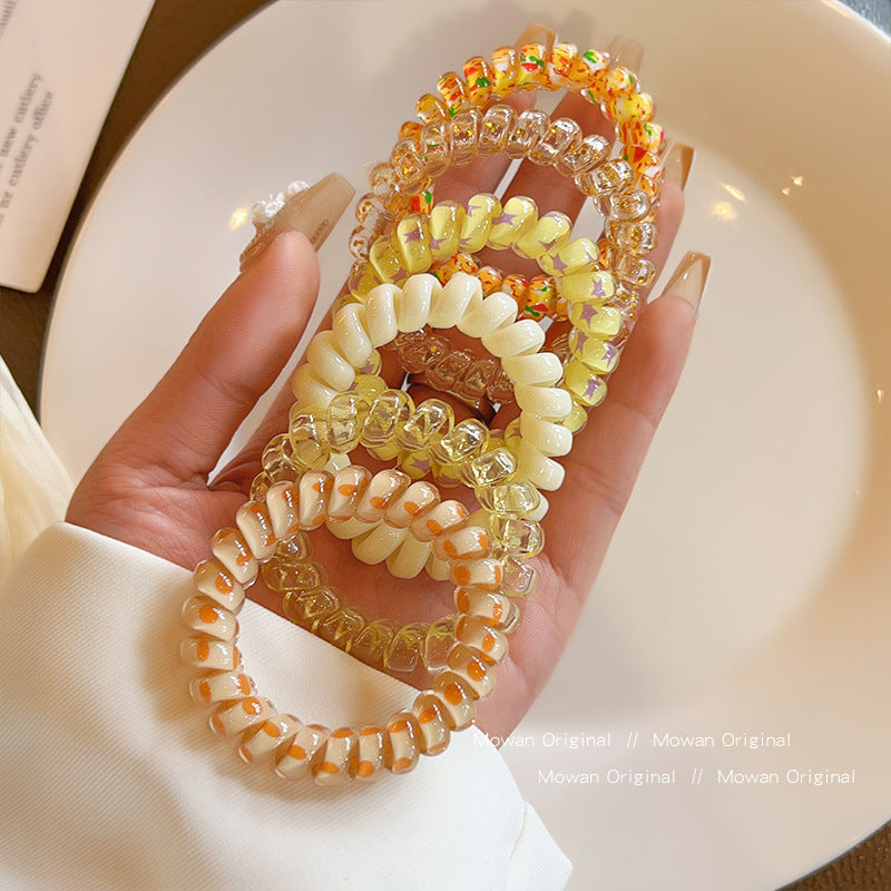 TikTok Hot Trend Korean Version ins Internet Celebrity Boxed Gradient Telephone Wire Hair Tie Fresh Style Elastic Band One Piece Dropshipping