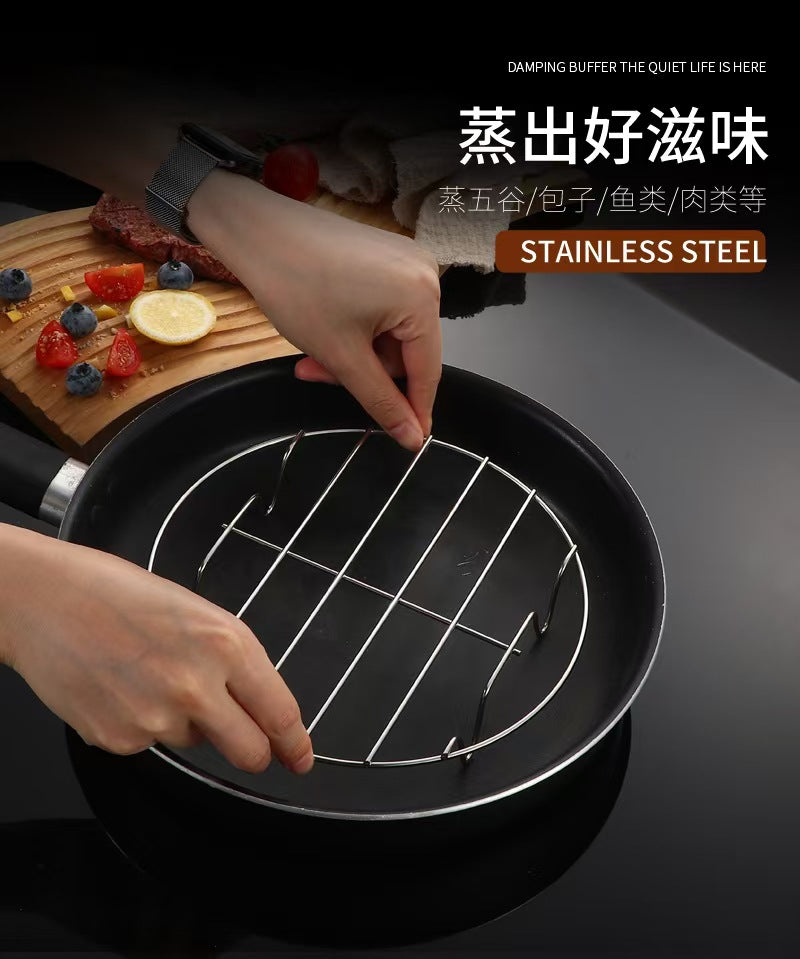 Stainless Steel Steaming Rack Kitchen Household Cooking Steaming Dish Rack Four-Legged Heat and Water Insulation Steaming Rack with Compartments304Steam Tray Steam Rack