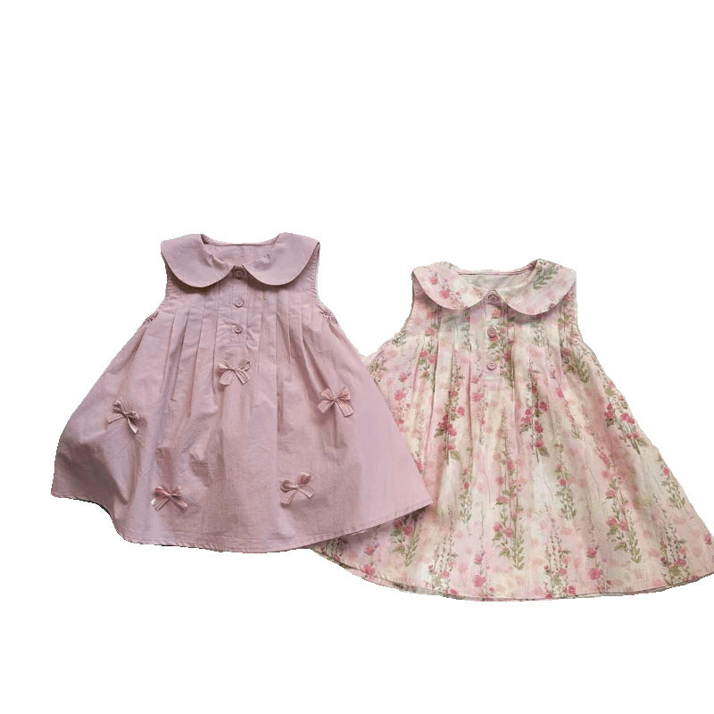 Girls' Summer Dress2024New Baby Girl Vest Dress Toddler Summer Floral Dress Children's Princess Dress