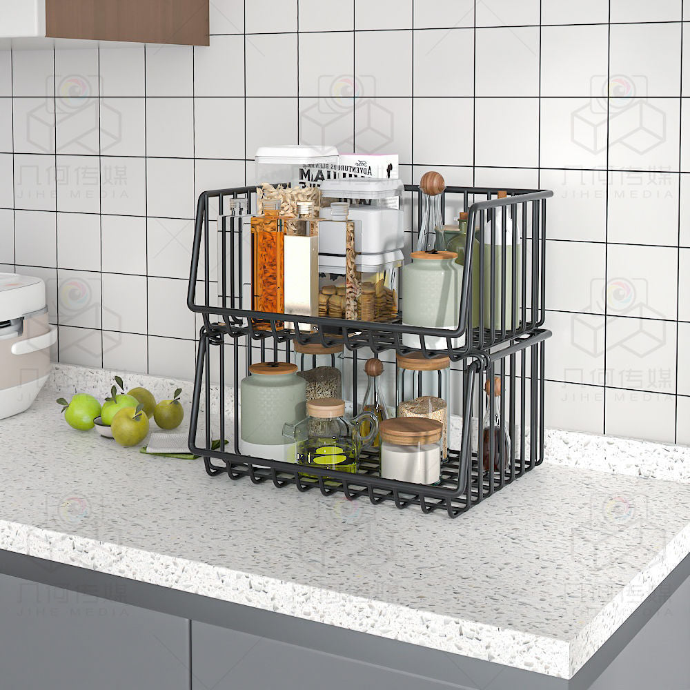 Kitchen Storage Rack Multi-layer Floor-standing Fruit Vegetable Household Mobile Trolley Toy Basket Organizer