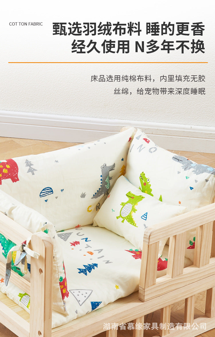 ✅Dog House Dog Bed Solid Wood Pet Bed Internet Celebrity Large Four Seasons Universal Large and Small Dogs Removable and Washable Off the Ground Teddy Cat