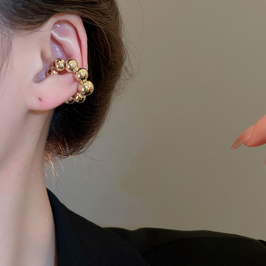 Diamond-encrusted Pearl Heart Tassel Ear Clip Artistic Retro French Ear Cuff Fashionable and Elegant Light Luxury Earrings Wholesale