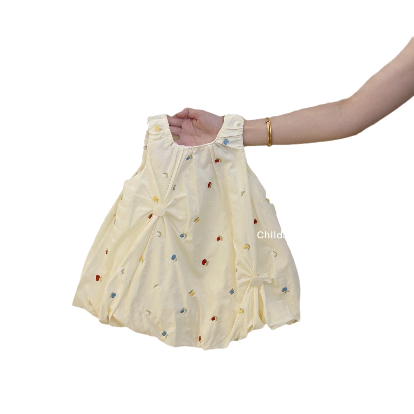 Little Salted Lemon baby Summer New Dress2025Girls' Embroidered Flower Bud Dress Stylish Baby Girl Tank Dress Trendy
