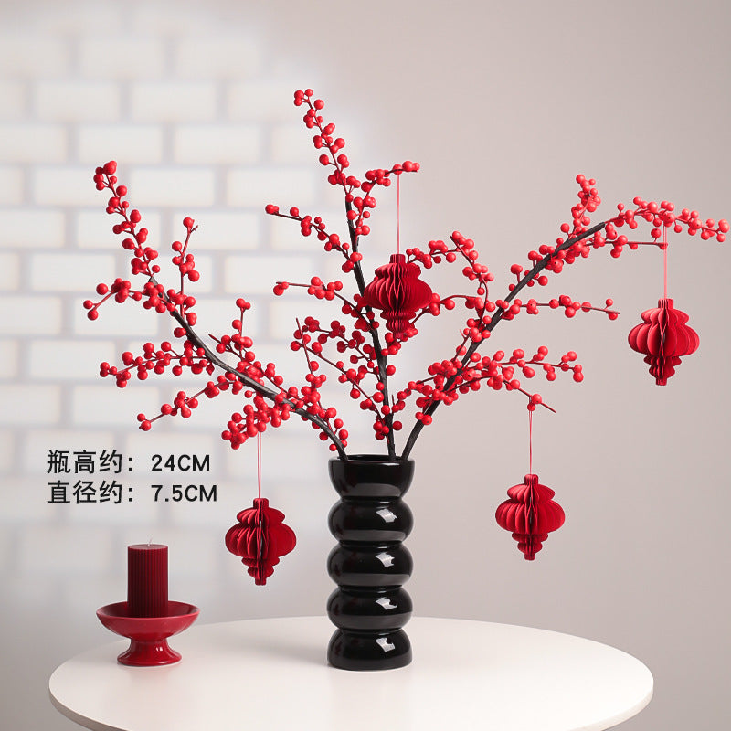 Wholesale Housewarming Gift Winter Green Red Fruit Artificial Flower Bouquet Decoration Ornament New Home Move-in Joy One Piece Dropshipping