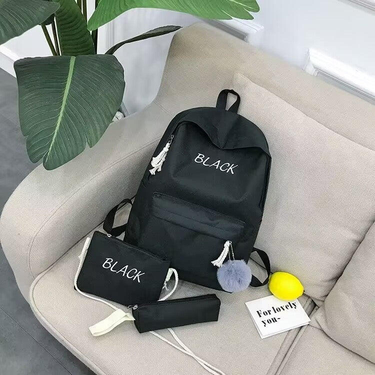 Three-piece Backpack Set New Korean Version Fashionable Backpack for Primary and Secondary School Students Large Capacity Unisex Travel Bag http://detail.1688.com/offer/940937569372.html