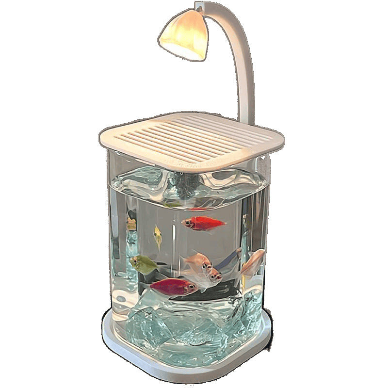 Fish Tank Betta Ultra-clear Small Lazy Glass Tank Living Room Creative Desktop Ornament Sensory Viewing Light