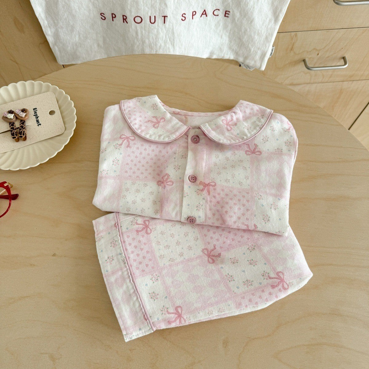 Girls A Pajama Set2025Autumn Girls Korean Style Homewear Baby Cute Cartoon Print Two-Piece Set Trendy