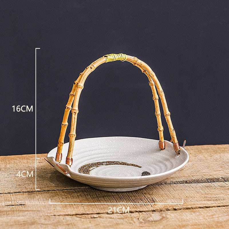 Creative Ceramic Dish Plate Handheld Basket Hotel Specialty Plate Fruit Plate Nut Plate Restaurant Ceramic Plate Display Plate