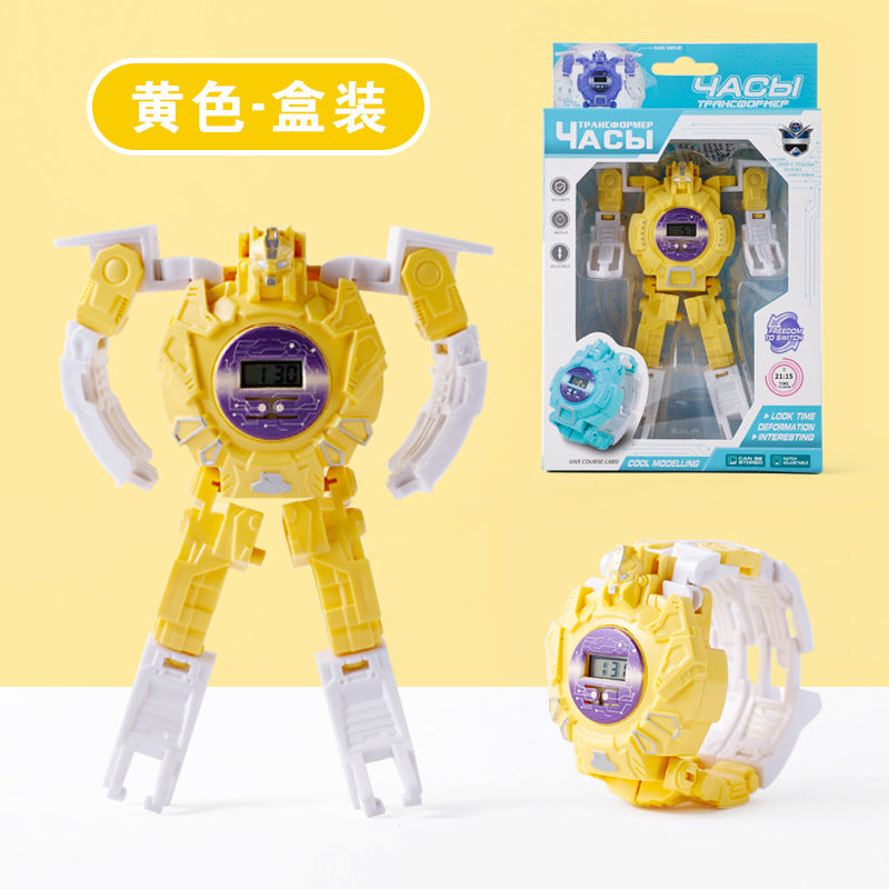 Children's Transforming Watch Electronic Watch Boys and Girls Robot Transforming Internet Celebrity Gift Kids Elementary School Student Gift Prize