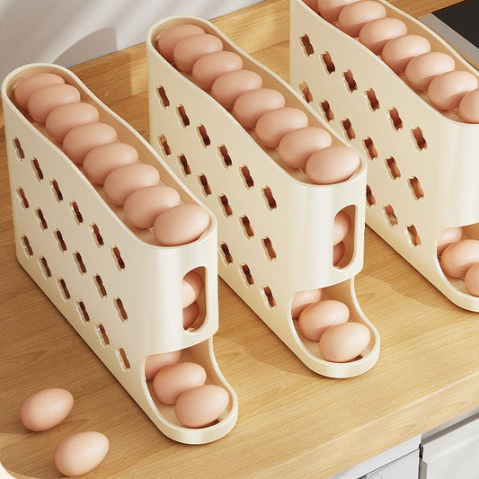 Egg Storage Box Refrigerator Side Door Rolling Egg Food Grade Egg Rack Automatic Egg Box Fresh-keeping Kitchen Organizer