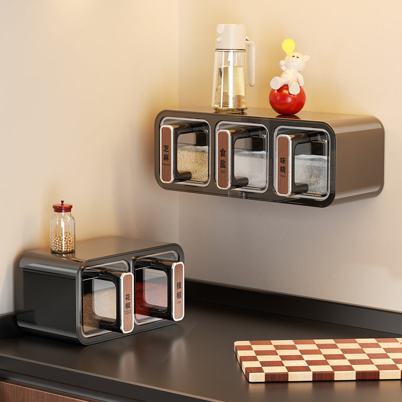 Wall-Mounted Spice Box for Home Kitchen Seasoning Storage, Wall-Mounted Spice Bottle Jar, Sealed Condiment Salt Jar, Seasoning Jar