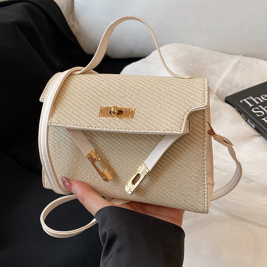 Bag2024New Fashion Small Square Bag Texture PU Handbag Retro Simple Shoulder Bag Trendy Versatile Crossbody
